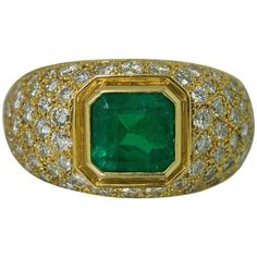 Beautiful 18k gold Ring with 1 Emerald Weighing 1.65 Carats and 74 Round Diamonds Weighing 2.76 Carats. We Offer Complementary Sizing with Each Purchase. Victorian Diamond Ring, Classic Diamond Ring, Gold Diamond Watches, Flawless Diamond, Three Stone Diamond Ring, Platinum Diamond Rings, Three Stone Diamond, Purple Jewelry, Victorian Rings