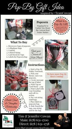 a flyer for a pop up gift idea with images of items and instructions to make it