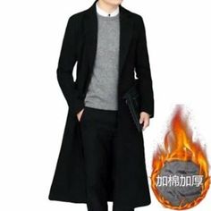 Men's Stand Collar Trench Coat Woolen Jacket Single Breasted Overcoat Long Thick | eBay Casual Trench Coat, Suit Collar, Outwear Coat, Slim Fit Jackets, Mens Winter Coat, Long Trench, Wool Blend Coat, Moda Vintage, Stand Collar