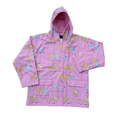 Pink_Pony_Raincoat_dtm_601-40_7.jpg?0 Girls Rain Coat, Stylish Raincoats, Pink Raincoat, Satin Flower Girl Dress, Raincoat Kids, Yellow Raincoat, Embroidered Lace Dress, Angel Dress, Walking In The Rain