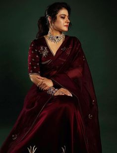 Raw Mango Lehenga, Satin Silk Lehenga, Kajol Devgan, Maroon Lehenga, Velvet Saree, Raw Silk Lehenga