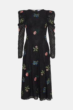 Style: DressDesign: EmbroideredFabric: WovenLength: MidiNeckline: CrewSleeve Length: Long Sleeve Knee Length Evening Dress, Evening Dress Fashion, Open Back Dress, Open Back Dresses, Puff Sleeve Dresses, Knee Length Dresses, Navy Dress, Back Dress, Blazer Dress