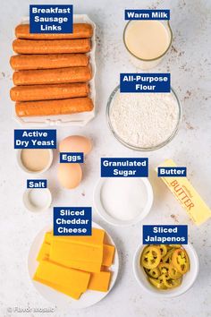 the ingredients to make this recipe include eggs, cheese, butter, and other items