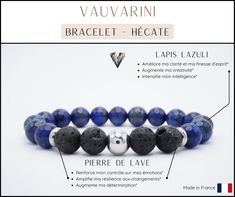 💎 Materials: ● Lapis Lazuli beads ● Black lava beads ● Stainless steel spacers ● 10mm stainless steel knot cover bead ● Ultra-strong stretch nylon thread (USA origin) ● 100% authentic premium quality beads ● Water-resistant 🛠️ Handcrafting: Handmade in our family workshop in France, ensuring superior craftsmanship and unique, ethical, responsible, and durable design. ⚡Energy Properties of Stones: ● Lapis Lazuli: Promotes clarity and mental sharpness Increases creativity and enhances intelligen Luxury Spiritual Lapis Lazuli Jewelry, Luxury Blue Lapis Lazuli Beaded Bracelets, Luxury Blue Spiritual Beaded Bracelets, Luxury Blue Spiritual Beads, Elegant Pouch, Increase Creativity, Chakra Racine, Sacred Stones, French Luxury