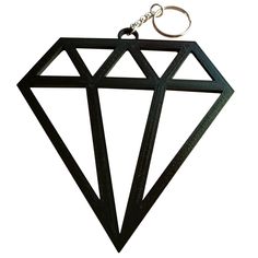 a black diamond shaped keychain on a white background