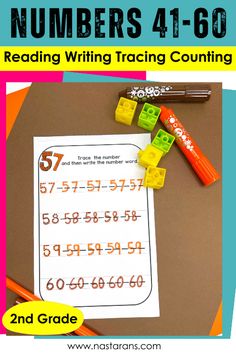 the numbers 4 - 60 worksheet for reading writing and counting