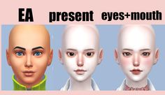 three different types of heads with the words ea present eyes - mouth on each side