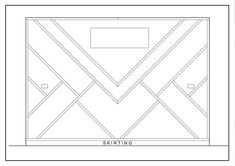 a drawing of a room with lines on the wall and floor, as well as an area