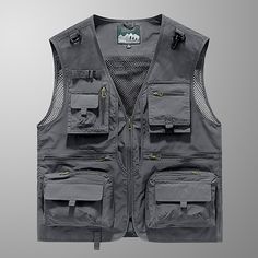 Season:Summer,Spring; Fabric:Terylene; Sleeve Length:Sleeveless; Gender:Men's; Occasion:Outdoor,Fishing; Outerwear Length:Regular; Placket:Zipper; Function:Comfortable,Multi-Pockets; Pattern:Solid Color; Design:Zipper,Pocket,Basic; Outerwear Type:Outdoor Vest,Hiking Vest,Sleeveless Vest; Listing Date:03/01/2023; Bust:null; Length:null; Shoulder Width:null Gilet Cargo, Army Vest, Hiking Vest, Cargo Vest, Fishing Vest, Graduation Outfits, Tactical Vest, Functional Fashion, Estilo Chic