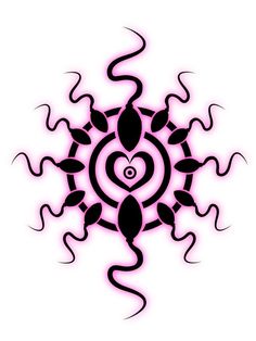 a black and pink tattoo design on a white background