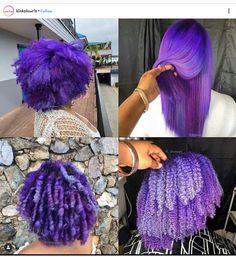 Bold Color Hair Ideas, Crazy Colorful Hair, Dyed Natural Hair Purple, Punky Colour Hair Dye, Cute Hair Dye Colors, Short Purple Hair Ideas, Colorful Natural Hair, Purple Curly Hair, Purple Natural Hair