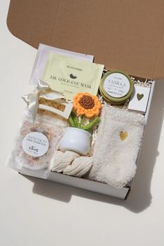 an open box with some items in it