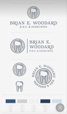 the dental logo is shown in three different colors