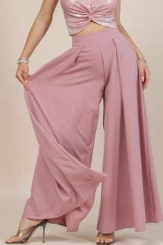 PRODUCT DETAILS: Solid Wide Kimono Pants. Wide palazzo pants. Model:5"8" 32-24-36 Orders ships within 24-48 hours (Monday Friday) 5% spandex 95% Polyester wide leg elastic waist bend (waist size: 49 inches) pocket detail skirt pants. Made in USA. washable Model Wears Small Please see size chart for information on the fit Blouse And Palazzo Pants Indian, Plazo Designs Palazzo Pants, Palazzo Pants Outfit Indian, Kurti Models, Skirt Palazzo, Palazzo Pants Pattern, Wide Palazzo Pants, Plazzo Designs, Plazo Designs