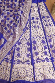 Elegant Purple Banarasi Georgette Unstitched Lehenga Set