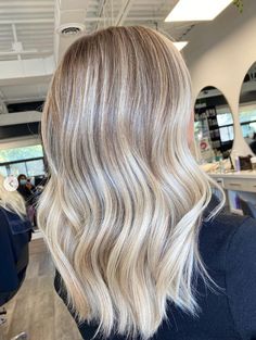 Leave the flaunting to the blondes! Credit: @dvcolour on Instagram and TikTok Toronto Master Hair educator, Blend Academy. Designer, transformation expert VIVID SALON @VividSalonDV.--------------------- #hair #balayage #balayagetoronto #longhairbalayage #straighthair #wavyhair #dye #brunette #bronde #blonde Mid Length Blonde Hair With Lowlights, Full Bolyoge, Low Maintenance Blonde Hair Straight, Scandi Blonde Hair Balayage, Milky Blonde Hair Formula, Medium Length Blonde Hair Styles, Bright Blonde Balayage Short Hair, Blonde Highlights With Root Melt, Loved In Blonde Balayage