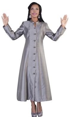 Stylish 1-piece women clergy Robe by Tally Taylor Made in silk look fabric with rhinestones details Available in sizes 6 - 36W Perfect women Sunday church robe Featuring front rhinestones buttons closure Officiant Attire, Ministry Apparel, Clergy Women, Clergy Robes, Robe For Women, Women Church Suits, Women Church, Church Suits, Navy Purple