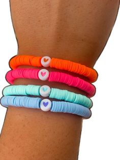 Everyday Multicolor Heart-shaped Beaded Bracelets, Adjustable Orange Bracelets With Heart Beads, Trendy Blue Heart-shaped Bracelet, Colorful Heart-shaped Beach Bracelets, Blue Heart-shaped Bracelets With Colorful Beads, Multicolor Heart Friendship Bracelets For Beach, Colorful Heart-shaped Bead Bracelets For The Beach, Heart-shaped Colorful Beads Bracelet For Beach, Playful Blue Jewelry With Heart Beads