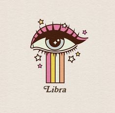 an eye with stars and the word libra on it