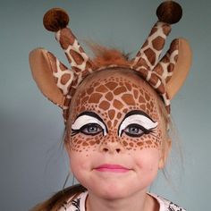 Giraffe Face Paint, Giraffe Makeup, Giraffe Make Up, Hairdo Tutorial, Giraffe Face, World Book Day Ideas, Lion King Costume, Giraffe Costume