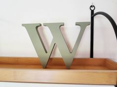 the letter w is sitting on top of a shelf