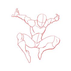 a drawing of a man jumping in the air with his arms out and legs spread wide