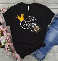 the queen is 80 birthday t - shirt with crown on it and fireworks in the background