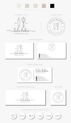 the logo and business cards are designed to look like they have been drawn on paper