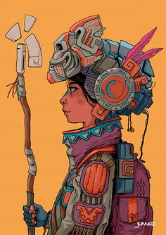 ArtStation - NOMADE Illustration Concept Art, Futurism Art, Latino Art, Concept Ideas, Aztec Art, Art Digital Art, Poster Layout, Illustration Digital, Indigenous Art