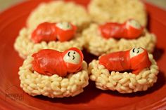 some rice krispy treats are shaped like animals