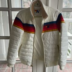 Aviator Nation Puffer Jacket White Size Medium Great Condition. Selling Because It Is Too Warm For Los Angeles Weather! White Sporty Quilted Outerwear, Sporty White Quilted Outerwear, Quilted White Outerwear For Cold Weather, Retro White Outerwear For Fall, White Quilted Outerwear For Cold Weather, White Quilted Fitted Outerwear, Retro White Fall Outerwear, Fitted Quilted White Outerwear, White Fitted Quilted Outerwear