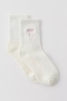 Bow Quarter Crew Sock | Urban Outfitters Urban Outfitters Socks, Funky Socks, Pink Socks, Crew Sock, Cute Nikes, Christmas Stocking Stuffers, Shop Icon, Birthday Wishlist, La Fashion