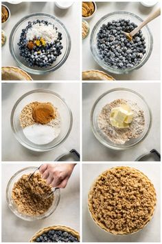 the steps to make blueberry crumb pie