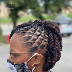 FUN FACT: her hair is waist length, the style she has in is called LOC KNOTS , and with that it’s done by wrapping her own locs around… | Instagram Barrel Twist Loc Styles Women, Barrel Locs, Barrel Loc Styles Women, Loc Knots, Short Dreadlocks, Locs Journey, Dreadlocks Styles