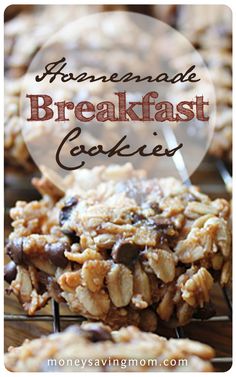 homemade breakfast cookies with chocolate chips and oats