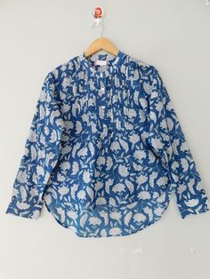 "This eye-catching block printed  is a winner for summer. This is ideal for breakfast in the hotel, lunch at the beach and pottering round the local market. Even better, you can feel good about wearing it as well as looking good. Like most of our products, this dress is handmade using the traditional Indian techniques of block printing and all our suppliers are ethically approved. It suits every occasion as while it is made from top quality cotton voile, which keeps you cool in the sun, It also looks great with a denim jacket for cooler evenings. Length :- 28\"Inches (70 cm) IF YOU WOULD LIKE A DIFFERENT LENGTH, WE ARE HAPPY TO CUSTOMISE IT FOR YOU. Every Dress can be made customized to your desires. We can also make any size required, including plus sizes. Take a look at our other listing Summer Long Sleeve Block Print Blouse, Long Sleeve Hand Printed Blouse For Spring, Spring Long Sleeve Hand Printed Blouse, Hand Printed Long Sleeve Blouse For Spring, Casual Beach Blouse With Block Print, Marriage Party Dress, Short Blouse, Hippie Designs, Evening Blouses