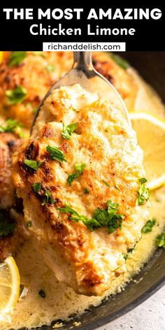 the most amazing chicken limoo is served with lemon wedges and parmesan cheese