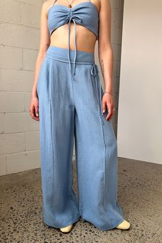 Eliza Faulkner Designs Inc. Pants Romy Pant Blue Linen Linen Pant, Sweater Jumpsuit, Denim Outerwear, Wide Leg Linen Pants, Girls Summer Outfits, Fashion 2024, Black Linen, Summer Accessories, Linen Pants