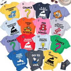 Monopoly Shirt Ideas, Board Game Shirts Ideas, Monopoly Group Costume, Monopoly Halloween Costumes, Board Game Costume Ideas, Softball Halloween Team Costumes, Team Costume Ideas Sports, Board Game Halloween Costumes, Work Halloween Costumes For Women Group