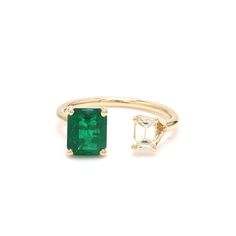 Emerald cut diamond and emerald ring gold | Natural emerald diamond open ring | Green emerald ring gift | Real emerald cut diamond ring goldSTONE DETAILS :✦ Gemstone: Emerald✦ Gemstone Type : Natural✦ Gemstone Size : 7x5 mm✦ Gemstone Shape : Emerald cut / Octagon cut✦ Number of gemstones : 1✦ Gemstone Weight : 1-1.50 carats✦ Gemstone Grade : AAADIAMOND DETAILS :✦ Diamond Type : Natural✦ Diamond Size : 5x3 MM✦ Diamond Color : H-I✦ Diamond Clarity : Slightly Included✦ Diamond Cut : Excellent - Ver Emerald Cut Green Ring With Rose Cut Diamonds, Green Emerald Cut Diamond Ring With Rose Cut Diamonds, Emerald Cut Emerald Ring With Rose Cut Diamonds, Emerald Cut May Birthstone Diamond Ring For Proposal, Diamond And Emerald Ring, Emerald Cut Diamond Ring, Green Emerald Ring, Emerald Ring Gold, Rainbow Rings