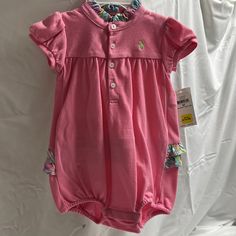 Ralph Lauren Baby Girl Onesie Size 9 Months Check The Tags For More Details Fitted Cute Ralph Lauren Tops, Cute Fitted Ralph Lauren Tops, Cute Summer Tops By Ralph Lauren, Cute Ralph Lauren Summer Tops, Sleeveless Chambray, Ralph Lauren Baby Girl, Chambray Romper, Pink Onesie