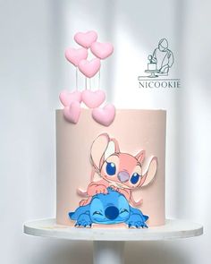 Cake Decorating Stitch, Stitch And Angel Birthday Cake, Lilo Stitch Cake, Cake Stitch, Stitch Birthday Cake, Baked Meringue