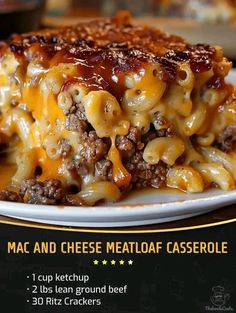 macaroni and cheese meatloaf casserole on a plate