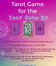 the tarot game for the year gone by is shown in purple and blue colors