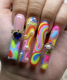 Long Exotic Nail Designs, Exotic Nail Designs, Long Acrylic Nail Designs, Long Nail Designs, Long Nail, Long Acrylic Nails Coffin