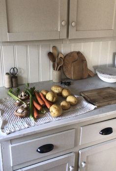 the kitchen counter is clean and ready to be used as a cook's station