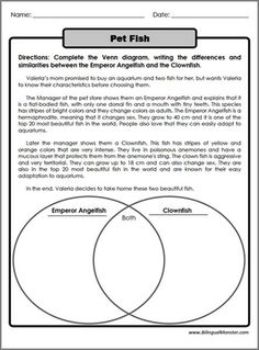 the venn diagram worksheet for pet fish