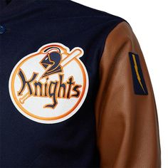 New York Knights 1939 Authentic Jacket – Ebbets Field Flannels Collegiate Fall Outerwear With Logo Patch, Collegiate Varsity Jacket With Logo Patch For Fall, Winter Jacket Men Casual, Felt Lettering, Happy Husband, Felt Letters, Leather Sleeves, Winter Jacket Men, Leather Sleeve