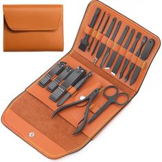 PRICES MAY VARY. 【Manicure Set 16 Pack】-- Mikim Professional Manicure Kit contains 16 tools for hand care, facial care and foot care which can meet all of you needs. No need to pay for a single nail clippers or nose hair scissors and save your money. Even thick nails can be easily cut off directly with effortless. 【High Quality Fingerail Clippers Set】-- Our nail tools is made of top stainless steel, which is sturdy and strong, will not fade, and is extremely hard and sharp. They lasting long tim Nail Care Tools, Thick Nails, Acne Removal, Professional Manicure, Pedicure Kit, Manicure Kit, Black Nail, Trim Nails, Great Gifts For Men