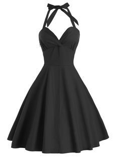 Halter Vintage Flare Dress - Black - 4K89001619 - Women's Clothing, Dresses  #Dresses #Women's #Clothing # #Dresses Vintage A Line Dress, Vintage Flare Dress, Vintage Dresses Cheap, Vintage Dresses For Sale, Vintage Dresses Online, Cheap Dresses Casual, Vintage Black Dress, Vintage 1950s Dresses, Vintage Flare